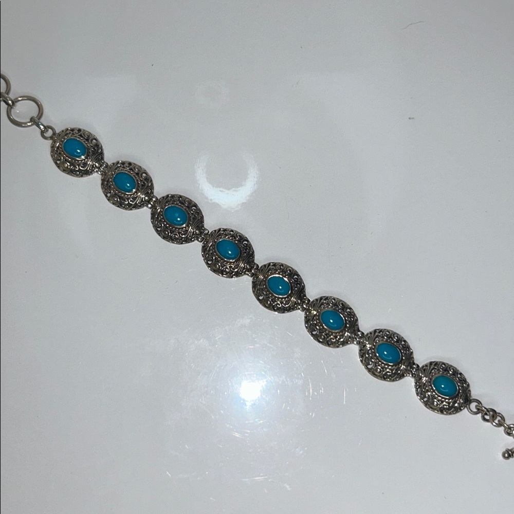NWT Genuine Samuel B. Sterling Silver Sleeping Beauty Turquoise Bracelet